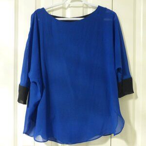 LE CHATEAU royal blue three quarter sleeve chiffon top